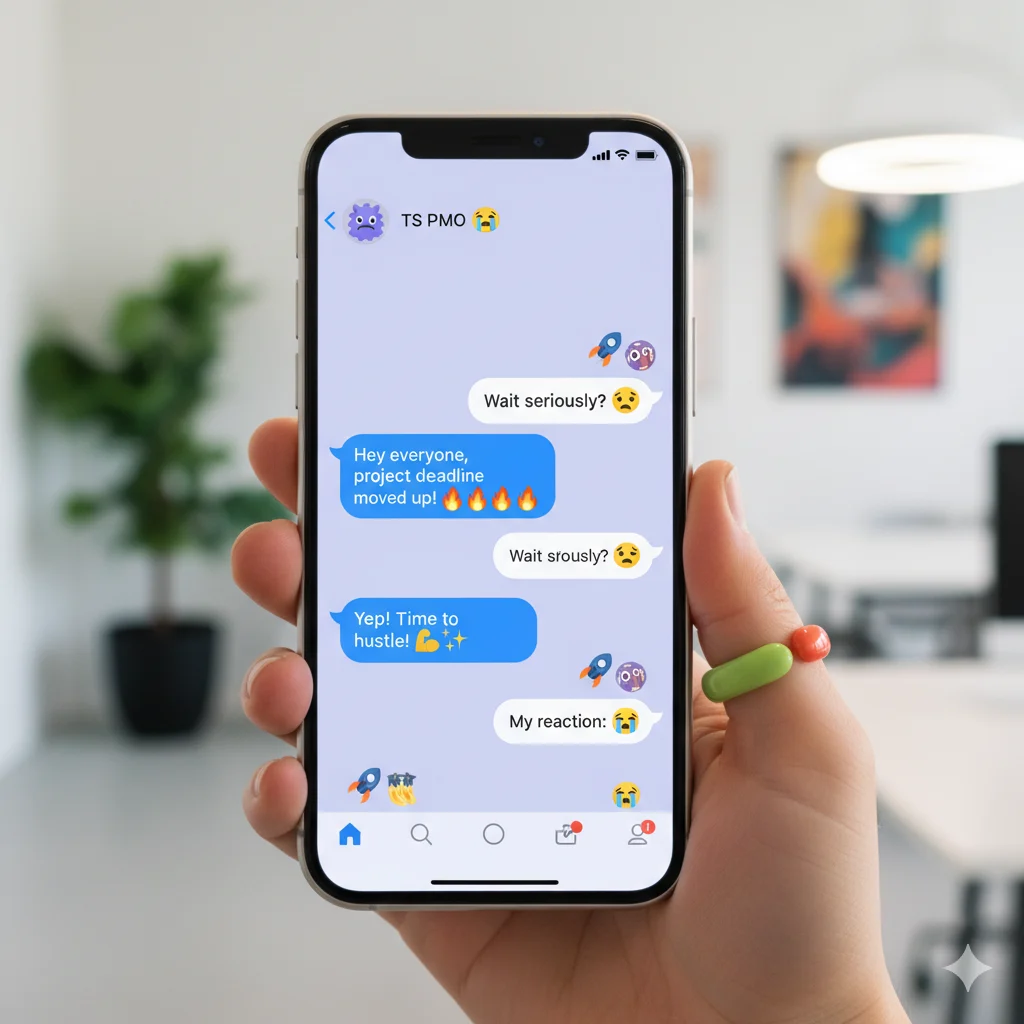Chat message with “TS PMO 😭” and expressive emojis, showing the abbreviation’s playful meaning.